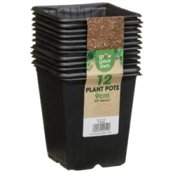 B&M Black Plant Pots 12pk -B&M Garden Shop 319025 grow your own 12 plant pots 9cm1