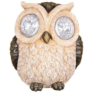 B&M Solar Resin Owl With Crystal Eyes - Brown 2 B&M Solar Resin Owl With Crystal Eyes - Brown - Image 2