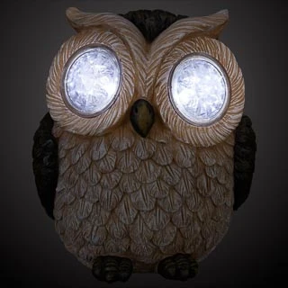 B&M Solar Resin Owl With Crystal Eyes - Brown 3 B&M Solar Resin Owl With Crystal Eyes - Brown - Image 3