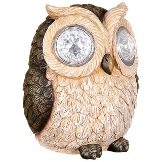 B&M Solar Resin Owl With Crystal Eyes - Brown 1 B&M Solar Resin Owl With Crystal Eyes - Brown