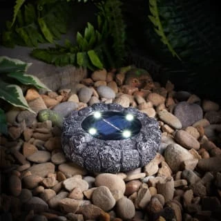 Stone Effect Ground Solar Light - Dark Grey 1 Stone Effect Ground Solar Light - Dark Grey