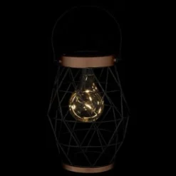B&M Metal Hexagonal Solar Lantern - Copper -B&M Garden Shop 353880 24cm metal hexagonal solar lantern copper trim