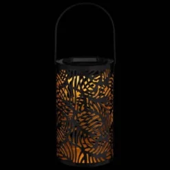 Tropical Cutout Solar Lantern - Black -B&M Garden Shop 353884 black tropical cut out lantern 2
