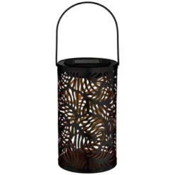 Tropical Cutout Solar Lantern - Black