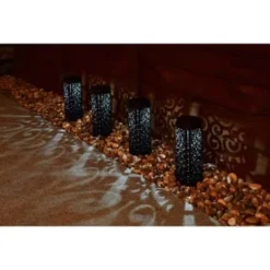 Solar Powered Bali Design Post Light 4pk -B&M Garden Shop 366409 4pk bali design post lights 2