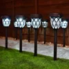 Solar Powered Windsor Black Post Lights - White 8pk