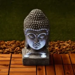 B&M Buddha Head With Solar Lights