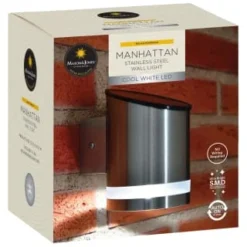 Manhattan Solar Powered Wall Light 5 Manhattan Solar Powered Wall Light -B&M Garden Shop 366488 masoon and jones manhattan solar powered stainless steel wall light cool white led