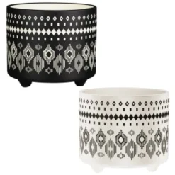 B&M Urban Eden Embossed Footed Planters 3pk - Black -B&M Garden Shop 366531 3pk urban eden plant pot on tripod stand group