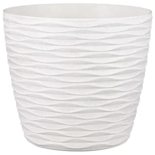 B&M Wave Effect Plastic Plant Pot - White 1 B&M Wave Effect Plastic Plant Pot - White