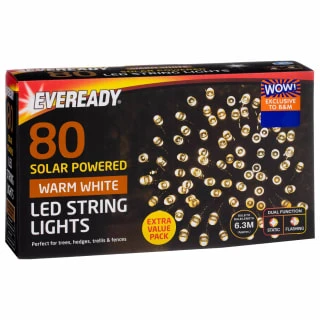 Eveready Solar Powered LED String Lights 80pk - Warm White 2 Eveready Solar Powered LED String Lights 80pk - Warm White - Image 2