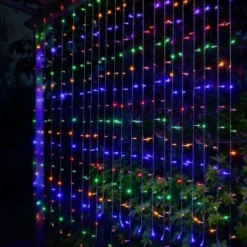 Solar Powered LED Curtain 180cm - 266 Multicolour Lights