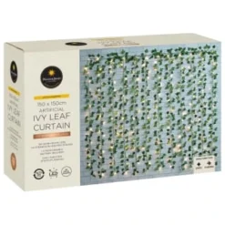 Solar Powered Artificial Ivy Leaf Curtain 150cm 7 Solar Powered Artificial Ivy Leaf Curtain 150cm -B&M Garden Shop 379257 manson and jones 192 ivy leaf curtain led lights warm white