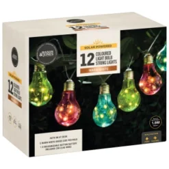 Solar Powered 12 Coloured Light Bulb String LED Lights - Warm White 4 Solar Powered 12 Coloured Light Bulb String LED Lights - Warm White -B&M Garden Shop 379261 12 solar powered coloured light bulb string lights 2