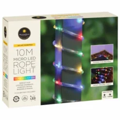 Solar Powered 10m Micro LED Rope Light - Multicolour -B&M Garden Shop 379269 mason and jones 10m micro led rope lights multicolour 4