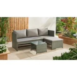 Sorrento Reversible Rattan Effect Corner Sofa Set 2pc -B&M Garden Shop 379294 379446 sorrento reversible rattan corner set 3