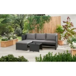 Bali Reversible Rattan Effect Corner Sofa Set -B&M Garden Shop 379297 379461 bali reversible rattan corner set