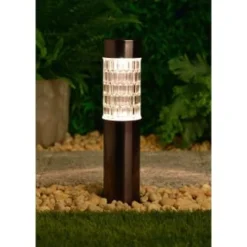 B&M Glass Top Solar Post Light -B&M Garden Shop 379310 glass top solar post light black nickle 3