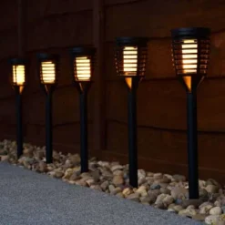 Morocco Solar Powered Post Lights - Flame Effect 5pk