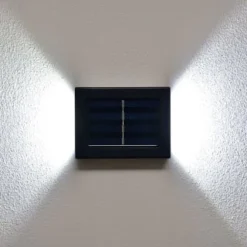 Solar Powered Up/Down Wall Light - White LED 4pk 7 Solar Powered Up/Down Wall Light - White LED 4pk -B&M Garden Shop 379453 4pk solar powered up down wall light cool white leds 4
