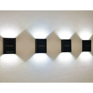 Solar Powered Up/Down Wall Light - White LED 4pk 1 Solar Powered Up/Down Wall Light - White LED 4pk