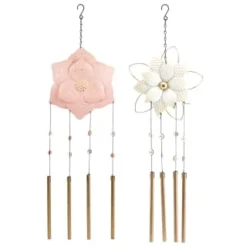 B&M Flower Windchime - Pink -B&M Garden Shop 379613 boho garden flower tubular windchime group