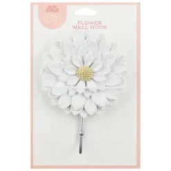 B&M Flower Wall Hook - Cream -B&M Garden Shop 392759 flower wall hook white
