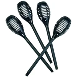 Morocco Solar Powered Flame Effect Post Lights 4pk -B&M Garden Shop 392878 4 pack morocco solar powered flame effect post lights 3
