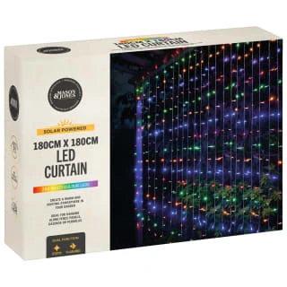 Solar Powered LED Curtain 180cm - 266 Multicolour Lights 2 Solar Powered LED Curtain 180cm - 266 Multicolour Lights - Image 2