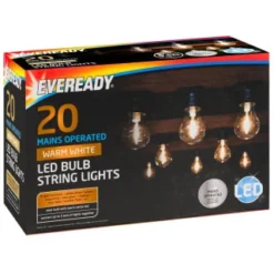 Eveready Mains Powered LED Bulb String Lights 20pk - Warm White -B&M Garden Shop 392912 eveready 20 mains operated warm white led bulb string lights21