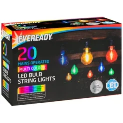 Eveready Mains Powered LED Bulb String Lights 20pk - Multicolour -B&M Garden Shop 392913 eveready 20 mains operated multi colour bulb string lights 1