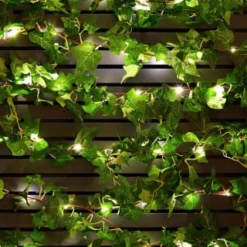 Solar Powered Artificial Ivy Garland 5m -B&M Garden Shop 392926 5m ivy garland with 60 warm white solar leds 21