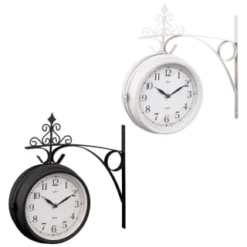 B&M Outdoor Dual Sided Station Clock - Cream -B&M Garden Shop 392937 outdoor dual sided station clock group