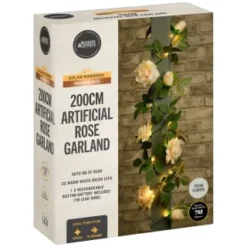 Artificial Rose Solar Garland -B&M Garden Shop 392943 200cm artificial rose solar garland 21