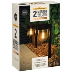 Monaco Solar Powered Post Lights 2pk 7 Monaco Solar Powered Post Lights 2pk -B&M Garden Shop 392976 monaco solar powered post lights 3