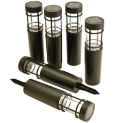 Cambridge Solar Powered Tube Post Lights 6pk -B&M Garden Shop 392998 6pk cambridge solar powered tube post lights 2