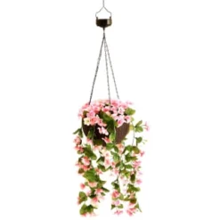 Solar Powered Artificial Floral Hanging Basket -B&M Garden Shop 393030 solar powered artificial floral hanging basket 3