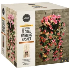 Solar Powered Artificial Floral Hanging Basket -B&M Garden Shop 393030 solar powered artificial floral hanging basket 5