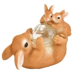 B&M Resin Rabbit Family With Solar Light