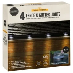 Solar Powered Fence & Gutter Lights - Black 4pk -B&M Garden Shop 393085 4pk solar powered fence and gutter lights black 3