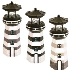 B&M Lighthouse Ornament With Rotating Solar Light - Grey -B&M Garden Shop 393263 lighthouse ornament with rotating solar light group