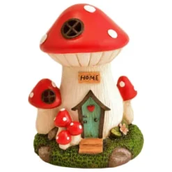B&M Assorted Mushroom House Ornament With Glowing Solar Light -B&M Garden Shop 393429 mushroom house ornament with glowing solar light