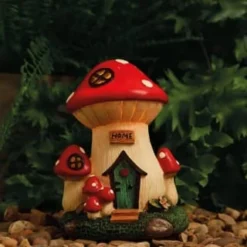 B&M Assorted Mushroom House Ornament With Glowing Solar Light -B&M Garden Shop 393429 mushroom house ornament with glowing solar light 4