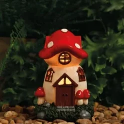 B&M Assorted Mushroom House Ornament With Glowing Solar Light -B&M Garden Shop 393429 mushroom house ornament with glowing solar light 5