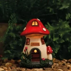 B&M Assorted Mushroom House Ornament With Glowing Solar Light -B&M Garden Shop 393429 mushroom house ornament with glowing solar light 6