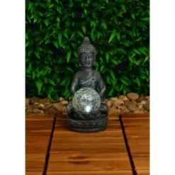B&M Assorted Sitting Solar Buddha Garden Ornament 12 B&M Assorted Sitting Solar Buddha Garden Ornament -B&M Garden Shop 393441 sitting buddha garden ornament with solar crackle ball 2