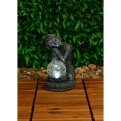 B&M Assorted Sitting Solar Buddha Garden Ornament 13 B&M Assorted Sitting Solar Buddha Garden Ornament -B&M Garden Shop 393441 sitting buddha garden ornament with solar crackle ball 3