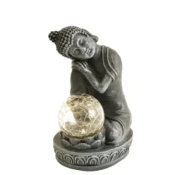 B&M Assorted Sitting Solar Buddha Garden Ornament 10 B&M Assorted Sitting Solar Buddha Garden Ornament -B&M Garden Shop 393441 sitting buddha garden ornament with solar crackle ball 4