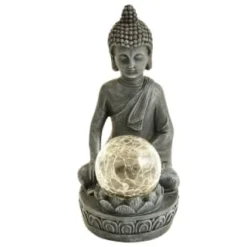 B&M Assorted Sitting Solar Buddha Garden Ornament 9 B&M Assorted Sitting Solar Buddha Garden Ornament -B&M Garden Shop 393441 sitting buddha garden ornament with solar crackle ball 5