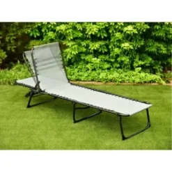 Dakota Premium 3 Position Folding Relaxer Bed - Grey -B&M Garden Shop 395732 dakota premium 3 position folding relaxer bed